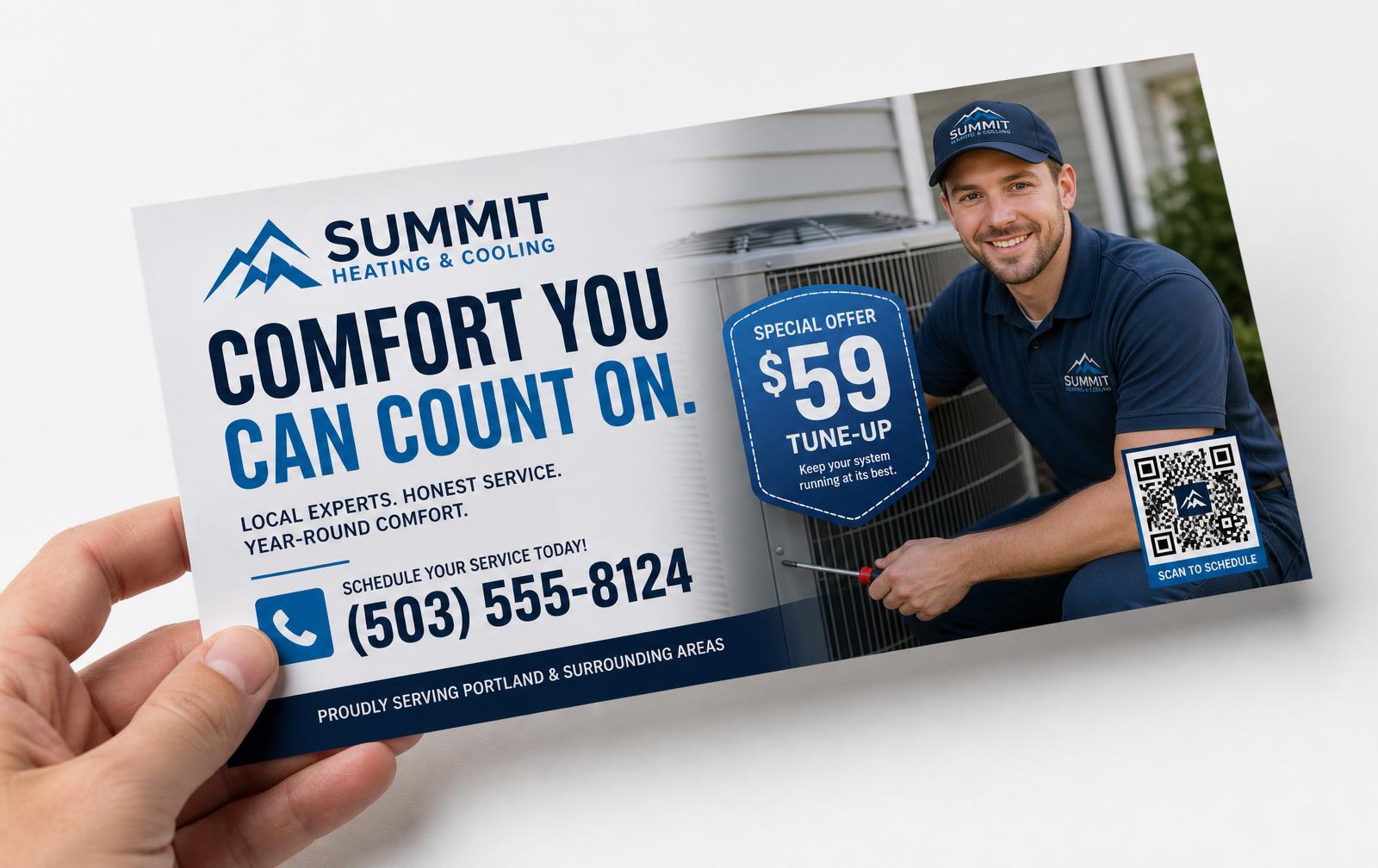 Oversized 6 by 11 inch exclusive direct mail campaign mailer dedicated to one local business